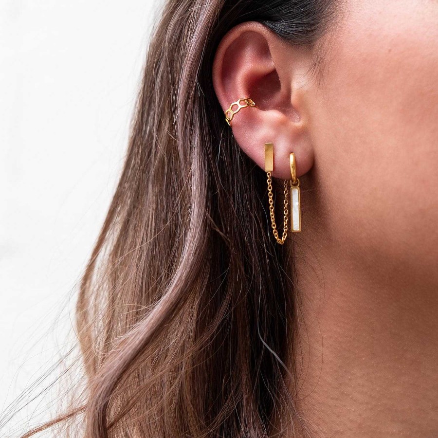 Oorbellen Finaste | Ear Cuff Hexagon Goud Kleurig