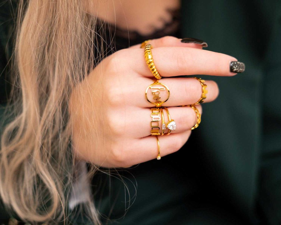 Ringen Finaste | Graphic Ring Goudkleurig