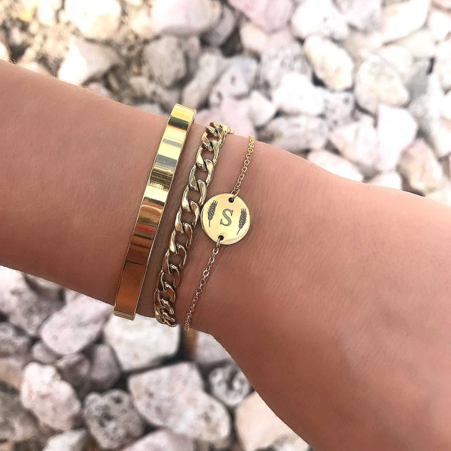 Armbanden Finaste | Armband Met Letter Goud Kleurig