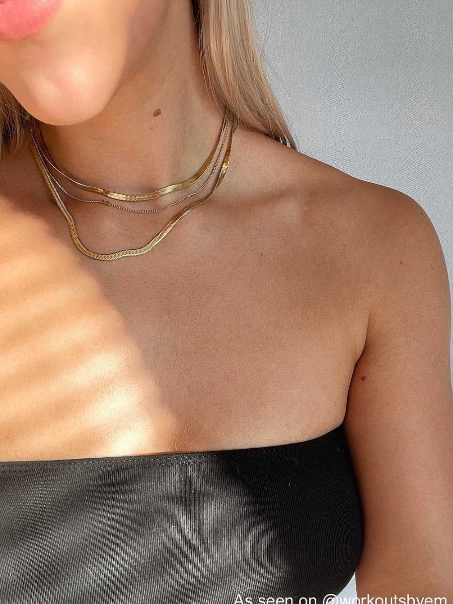 Kettingen Finaste | Platte Choker Ketting Gold Plated