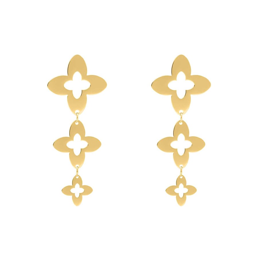 Oorbellen Finaste | Triple Clover Earrings Vintage Goldplated