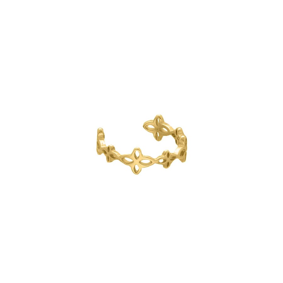 Oorbellen Finaste | Ear Cuff Vintage Flowers Goldplated