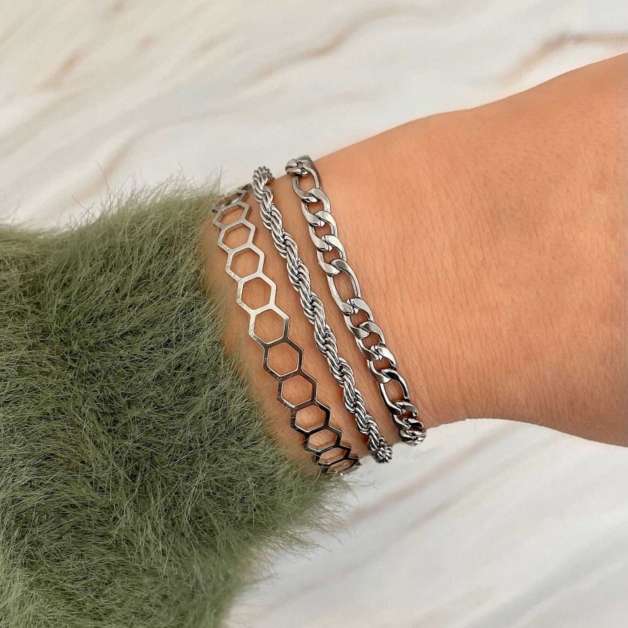 Armbanden Finaste | Chain Armbanden Set Kleur Zilver