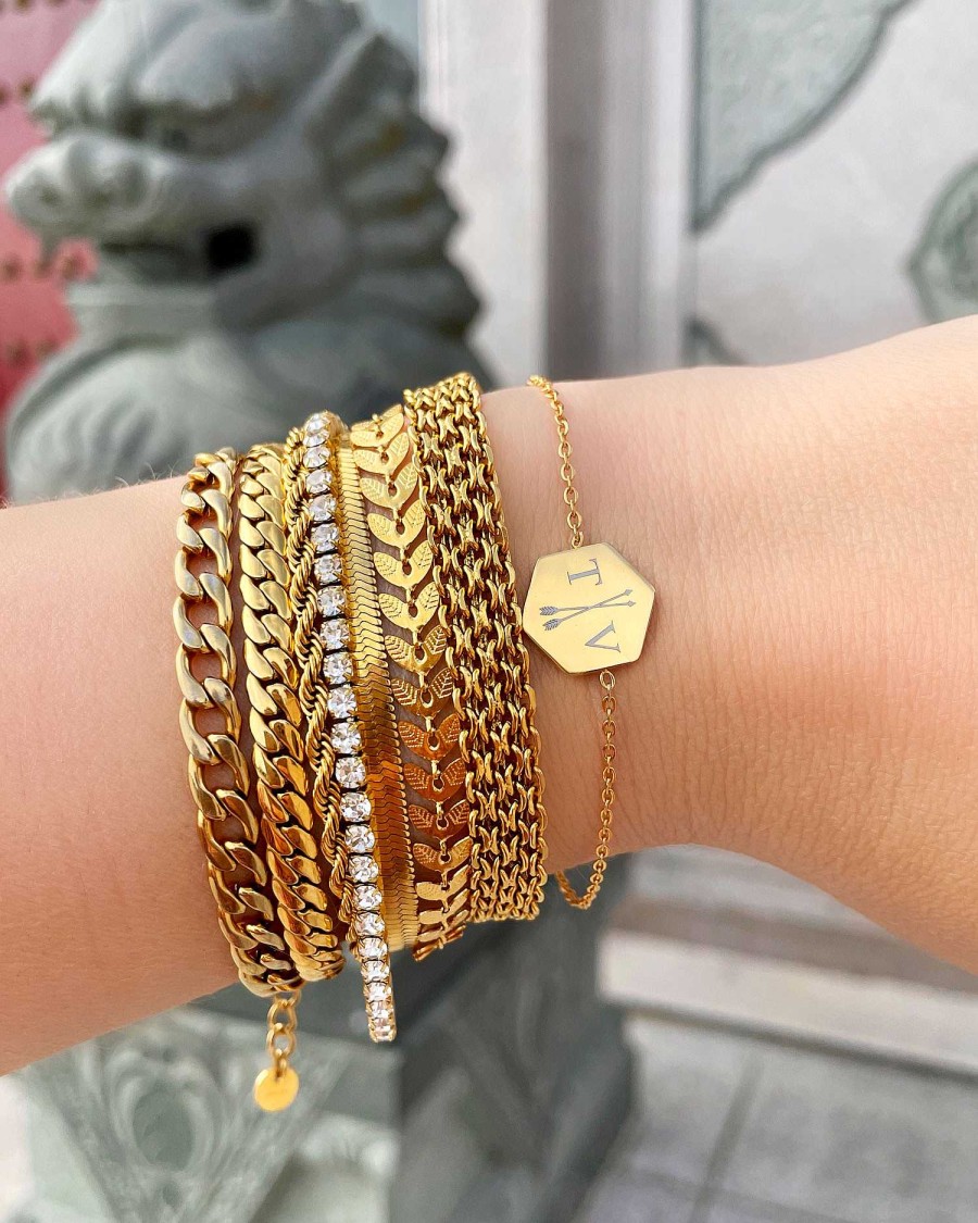 Armbanden Finaste | Bedelarmband 2 Letters Goud Kleurig