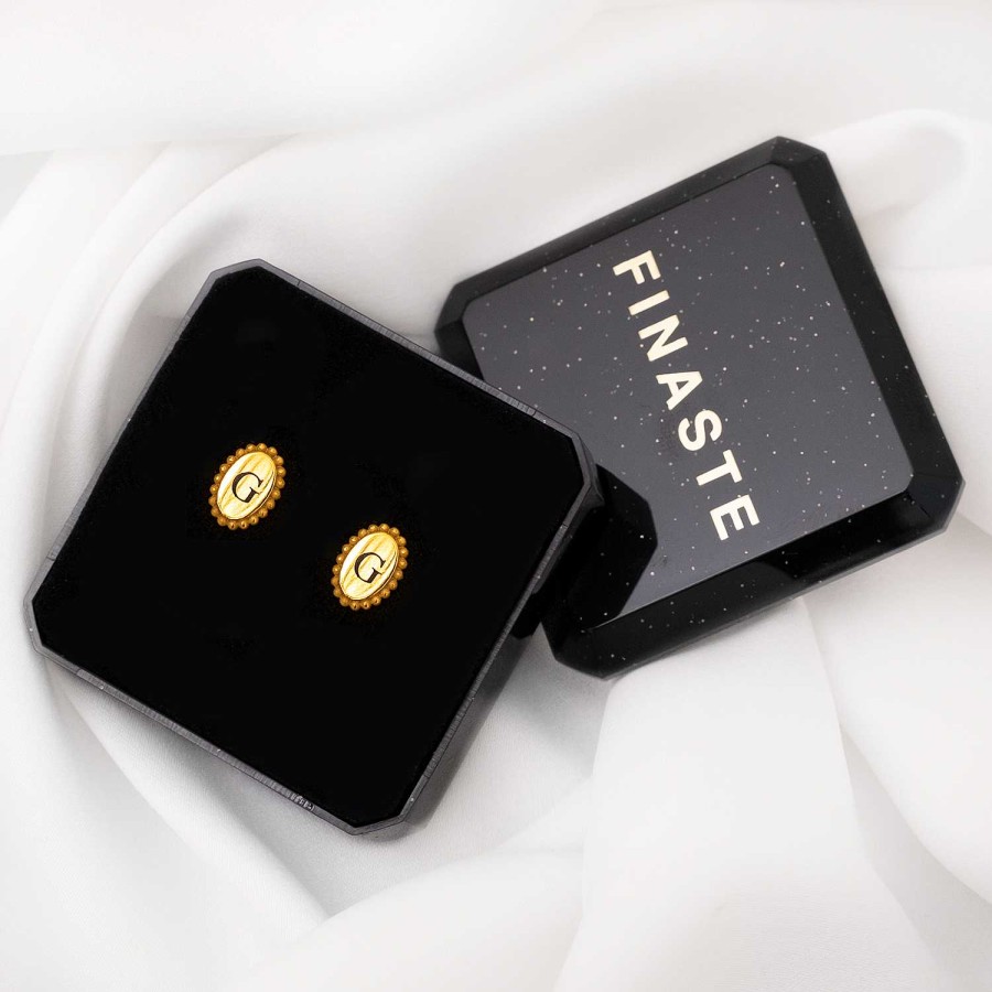 Oorbellen Finaste | Initial Stud Oorbellen Vintage Goldplated