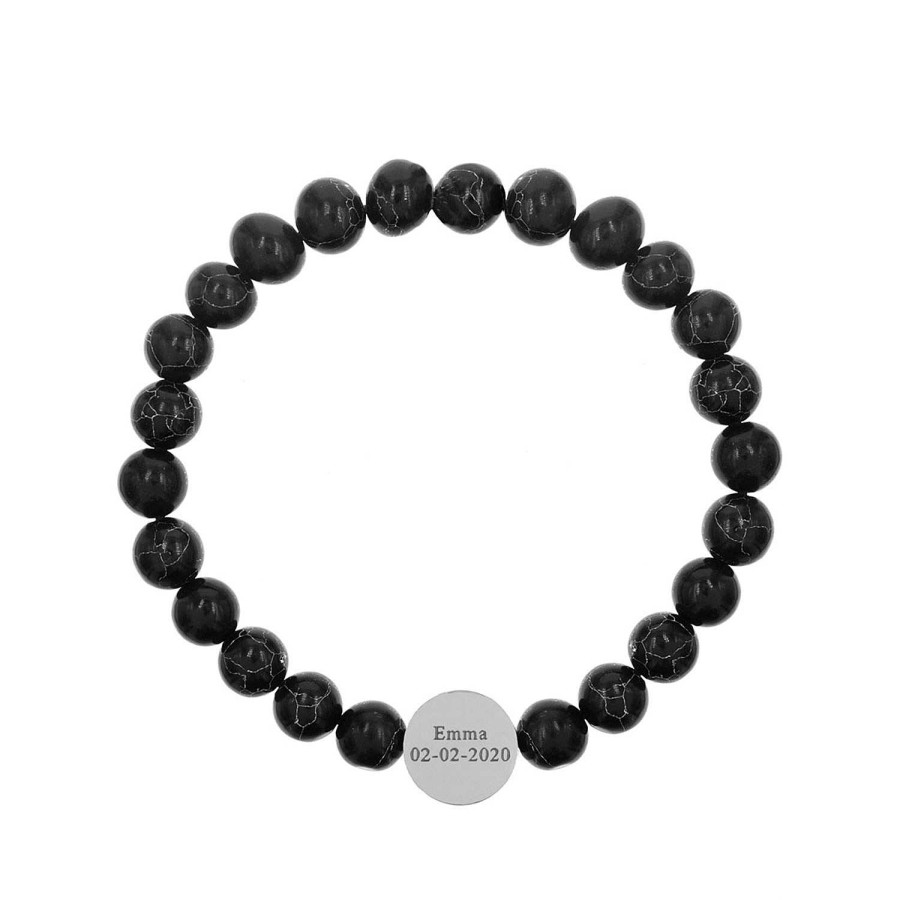 Armbanden Finaste | Heren Armband Graveren Zwart Marmer