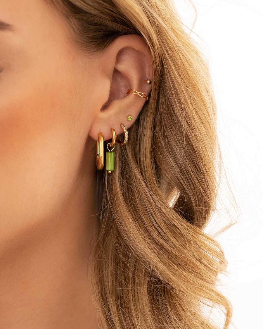 Oorbellen Finaste | Green Shell Earrings Goldplated