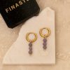 Oorbellen Finaste | Earrings Triple Lila Beads Goldplated