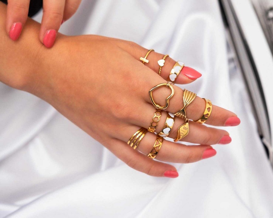 Ringen Finaste | Minimalistische Ring Hexagon Goud Kleurig