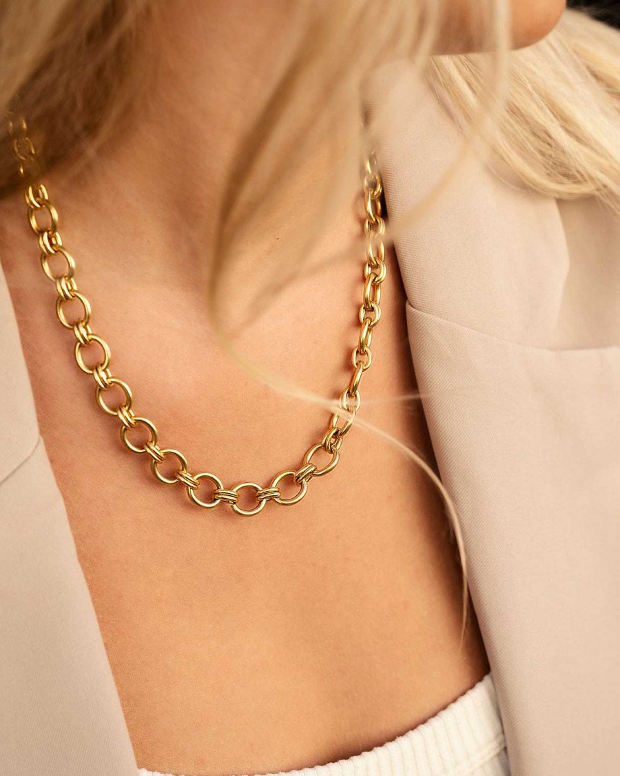 Kettingen Finaste | Statement Necklace Round Chains Goldplated