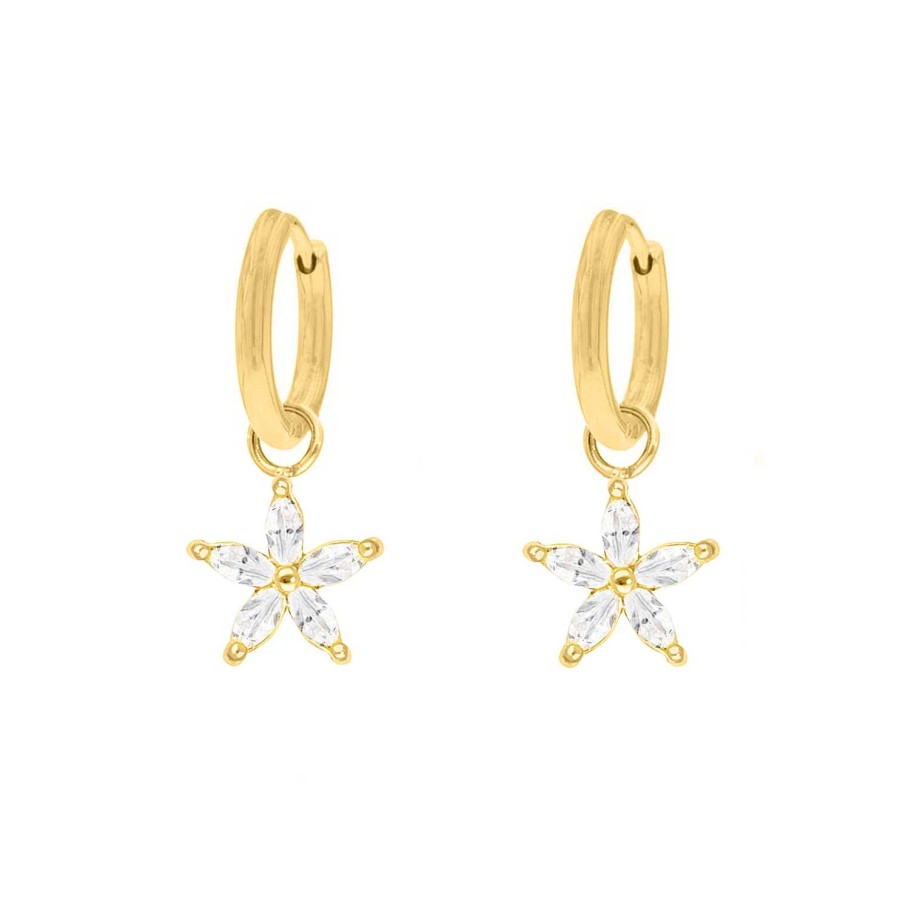 Oorbellen Finaste | Oorringetjes Sparkle Flower Gold Plated