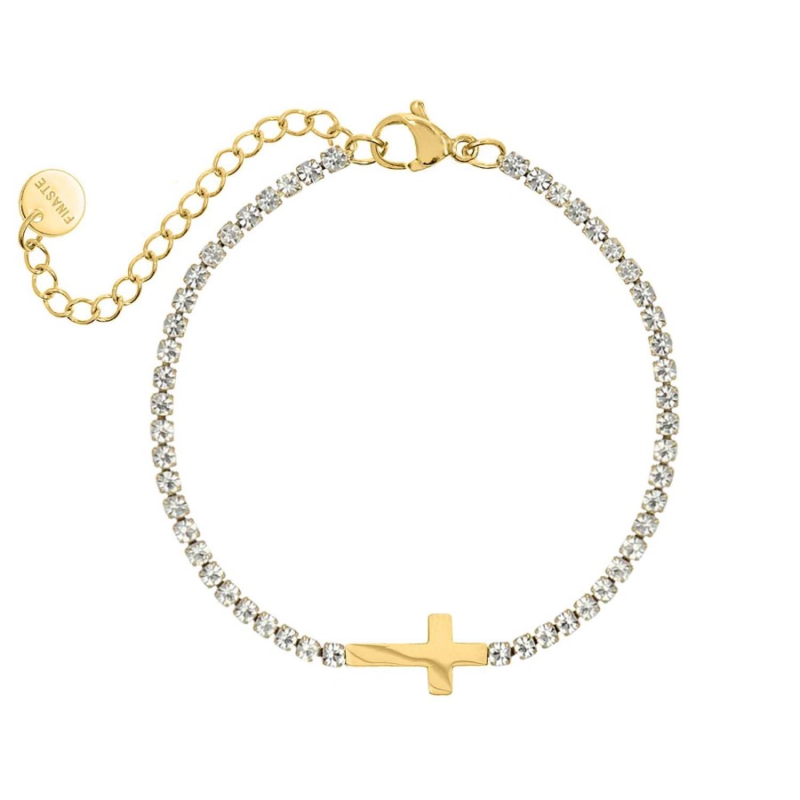 Armbanden Finaste | Cross & Tennis Bracelet Goldplated