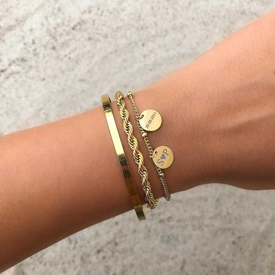 Armbanden Finaste | Gepersonaliseerde Armband 2 Muntjes Goud Kleurig