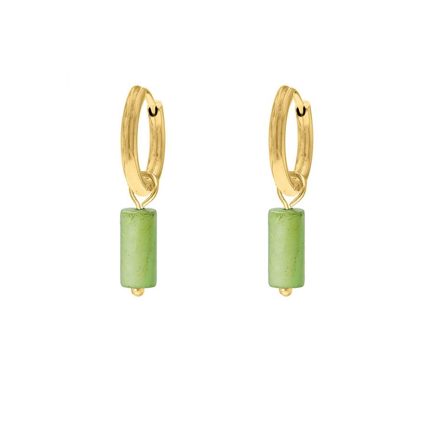 Oorbellen Finaste | Green Shell Earrings Goldplated