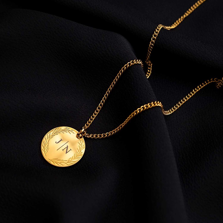 Kettingen Finaste | Coin Necklace 2 Initials Goldplated