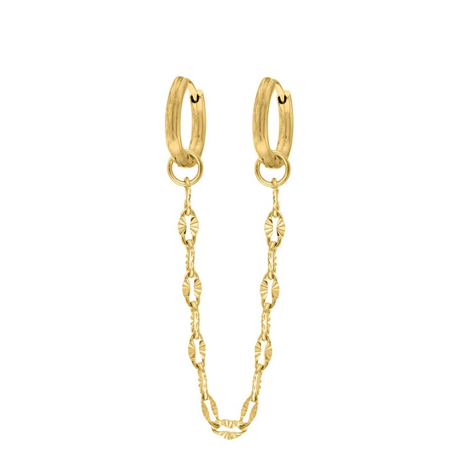 Oorbellen Finaste | Double Hoop Chain Oorbel Goud Kleurig