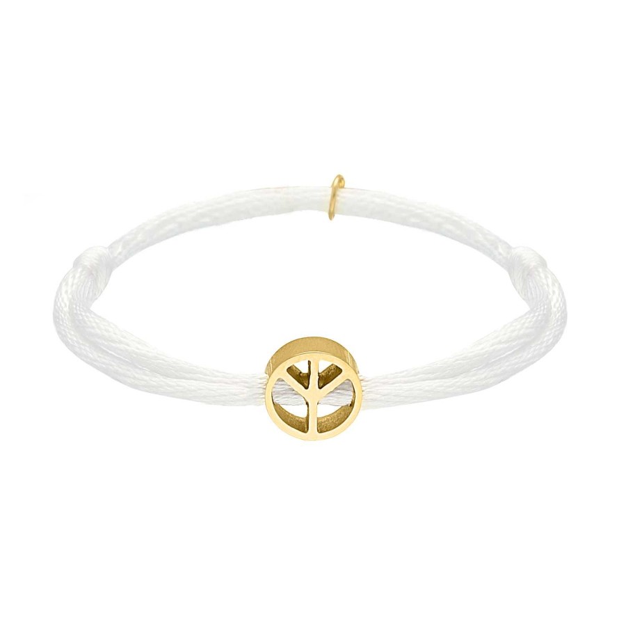 Armbanden Finaste | Satin Peace Armband Wit Goudkleurig