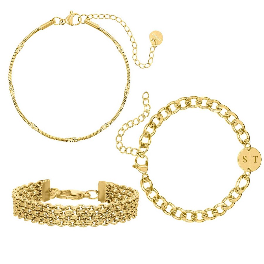 Sieraden Sets Finaste | Chunky Initial Armparty Gold Plated