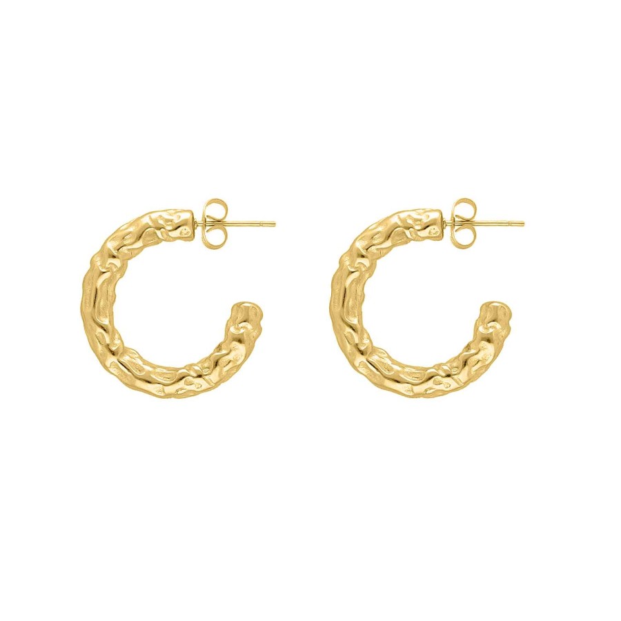 Oorbellen Finaste | Hammered Hoops Goudkleurig