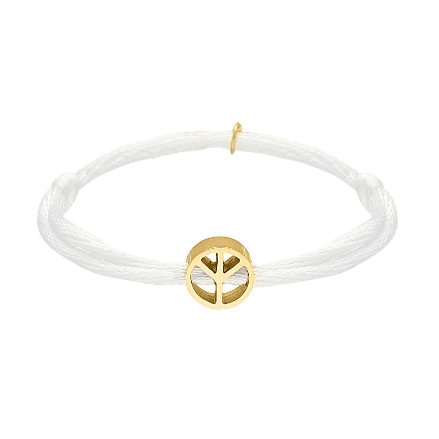 Armbanden Finaste | Satin Peace Armband Wit Goudkleurig