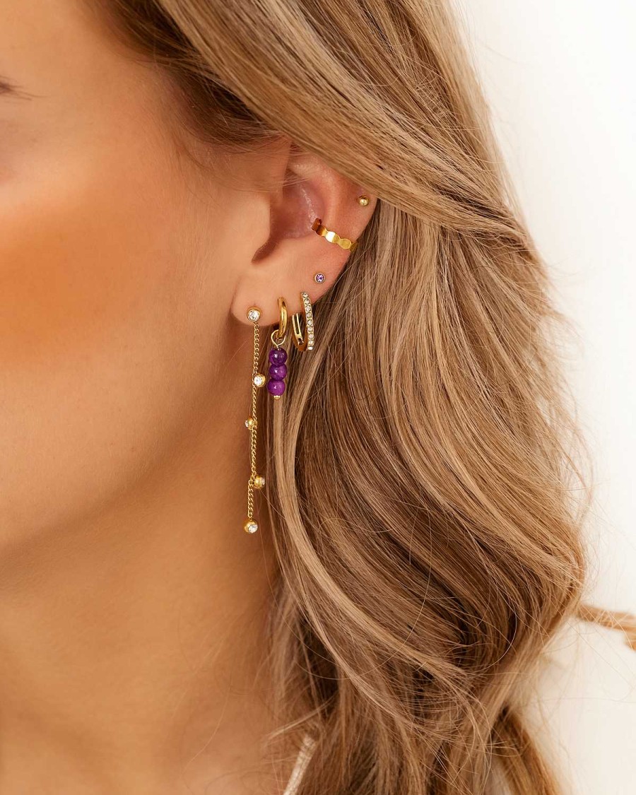 Oorbellen Finaste | Earrings Hot Purple Goldplated