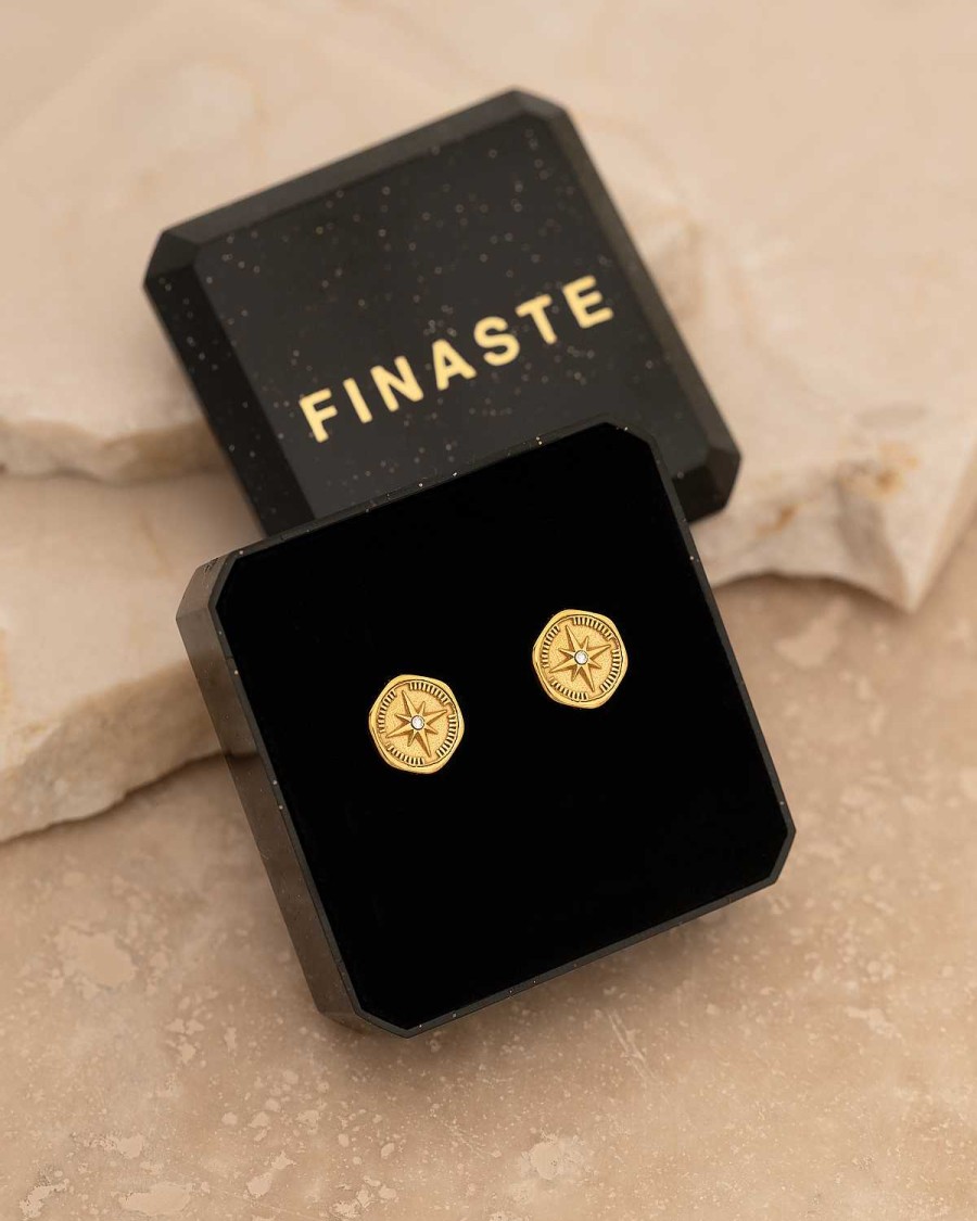 Oorbellen Finaste | Compass Stud Earrings Goldplated