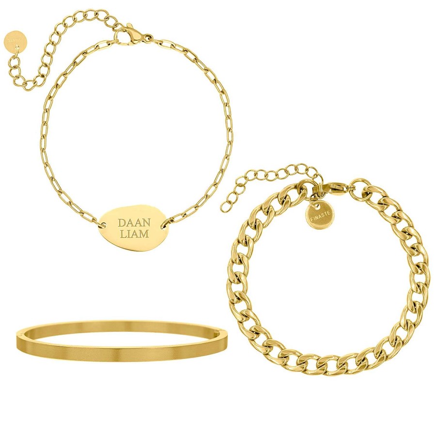 Sieraden Sets Finaste | Armparty Graveren Kleur Goud