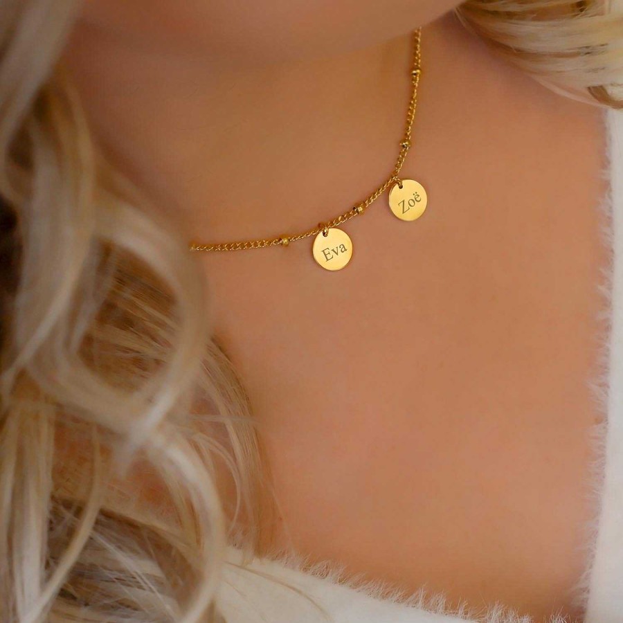 Kettingen Finaste | Gepersonaliseerde Ketting 2 Muntjes Kleur Goud