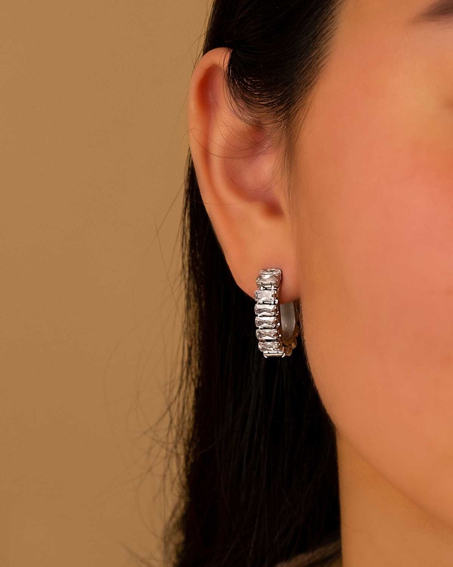 Oorbellen Finaste | Oval Hoops Sparkle Stones