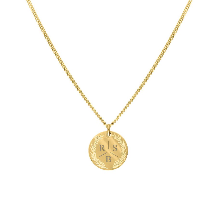 Kettingen Finaste | Coin Necklace 3 Initials Goldplated