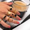 Ringen Finaste | Verstelbare Ring Met Print Kleur Goud