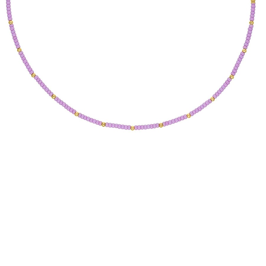 Kettingen Finaste | Kralen Ketting Summer Purple Goudkleurig