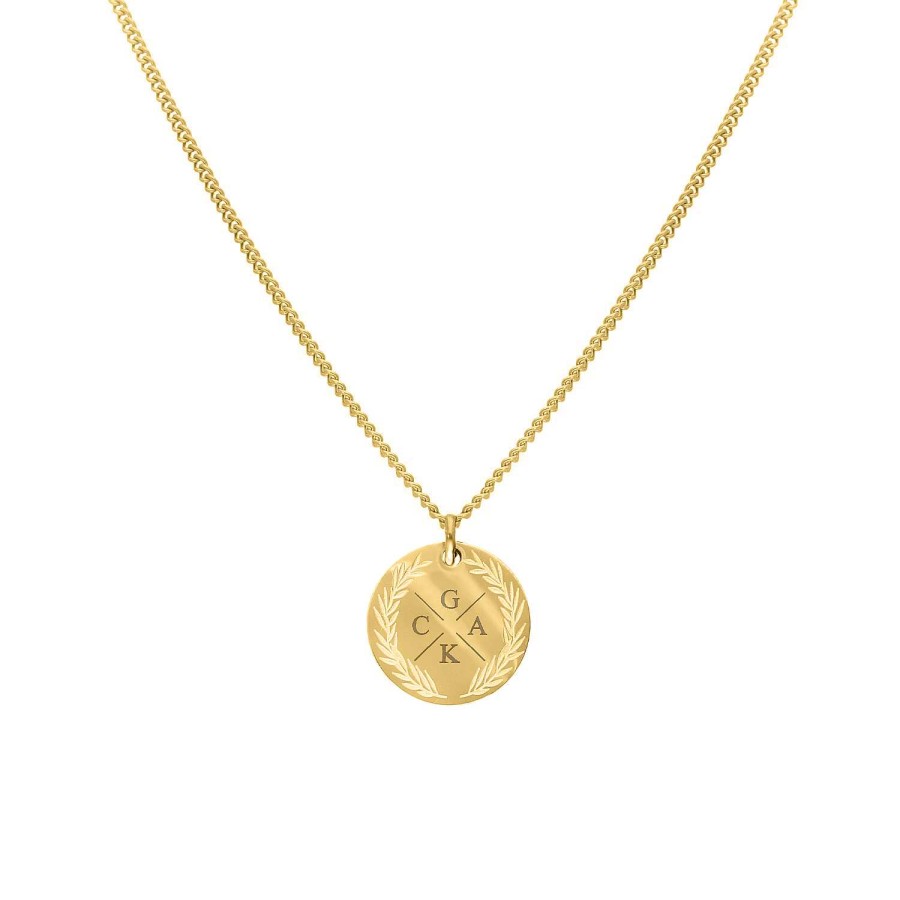 Kettingen Finaste | Coin Necklace 4 Initials Goldplated