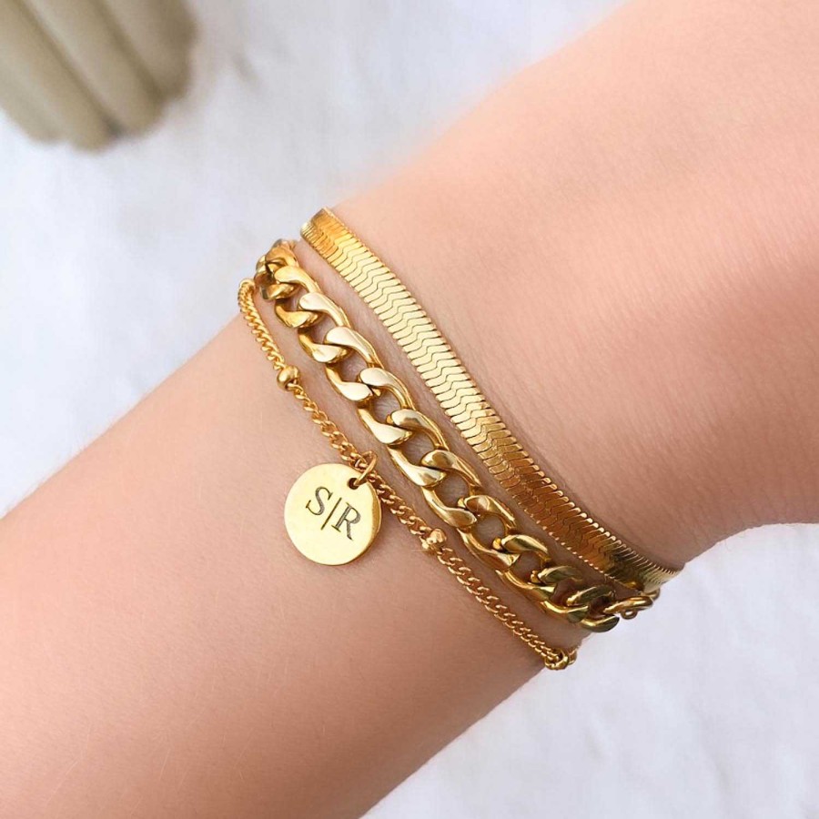 Armbanden Finaste | Dubbele Schakelarmband Goud Kleurig