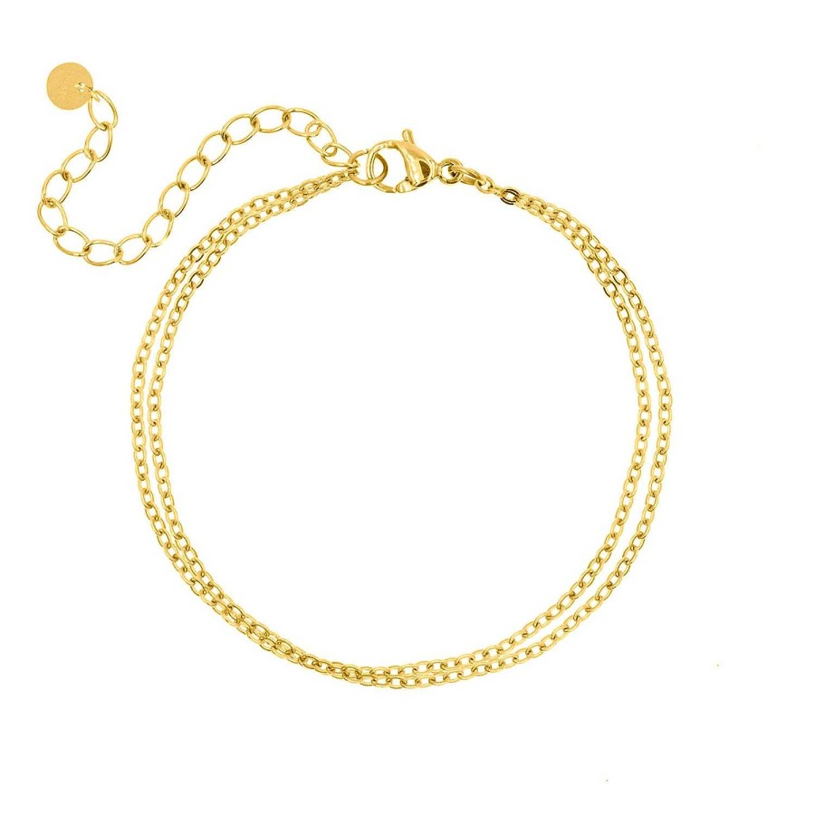 Enkelbandjes Finaste | Enkelbandje Dubbele Fijne Chain Goldplated