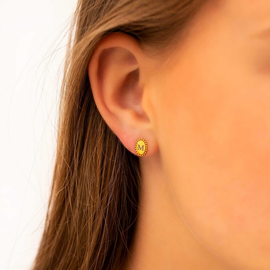 Oorbellen Finaste | Initial Stud Oorbellen Vintage Goldplated