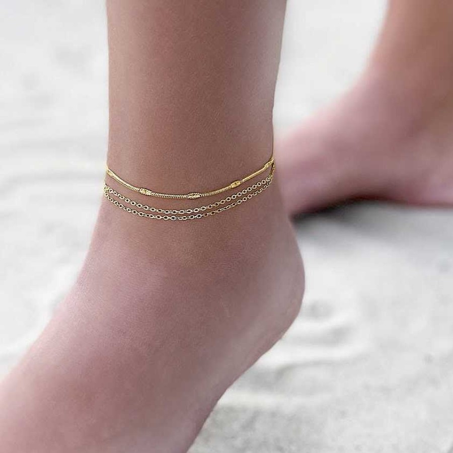 Enkelbandjes Finaste | Enkelbandje Dubbele Fijne Chain Goldplated