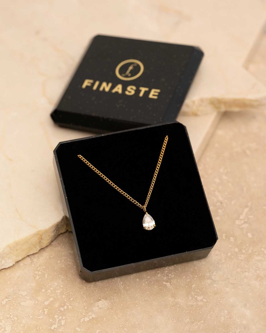 Kettingen Finaste | Ketting Sparkle Drop Goldplated