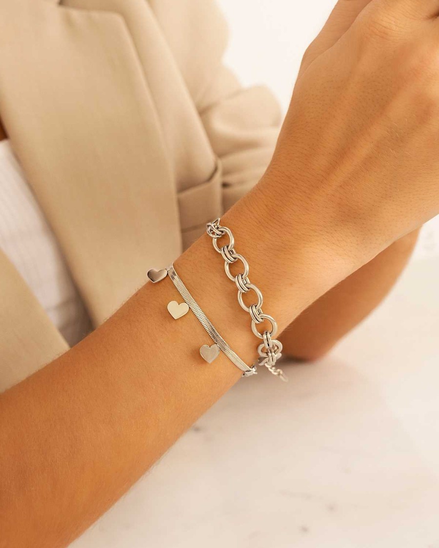 Armbanden Finaste | Snake Chain Armband Met Hartjes