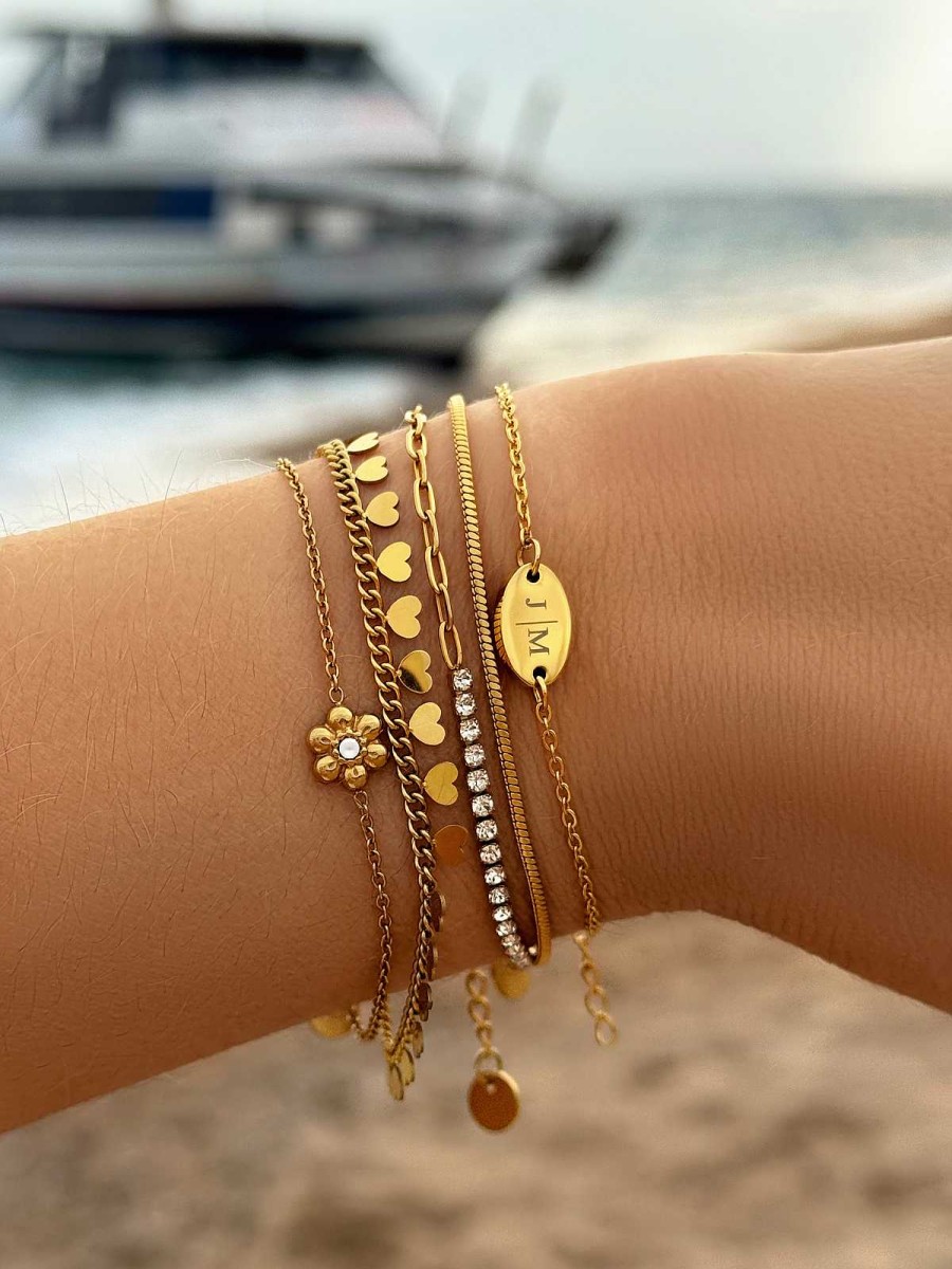 Armbanden Finaste | Bracelet Daisy Pearl Goldplated