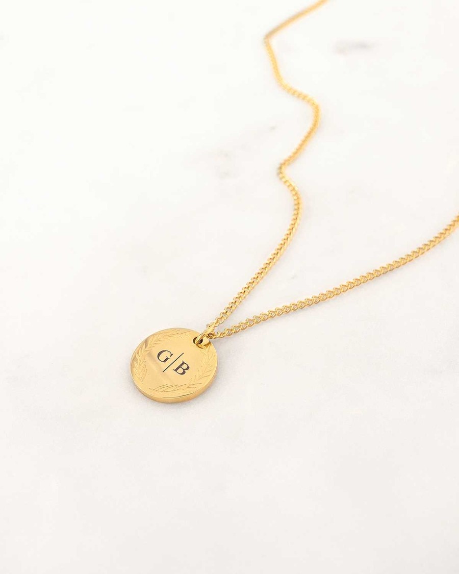 Kettingen Finaste | Coin Necklace 2 Initials Goldplated