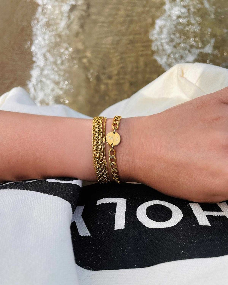 Armbanden Finaste | Chunky Initial Armparty Gold Plated