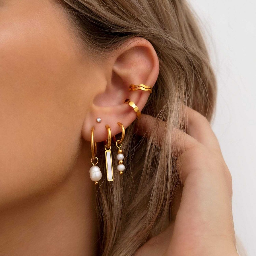 Oorbellen Finaste | Ear Cuff Waves Kleur Goud