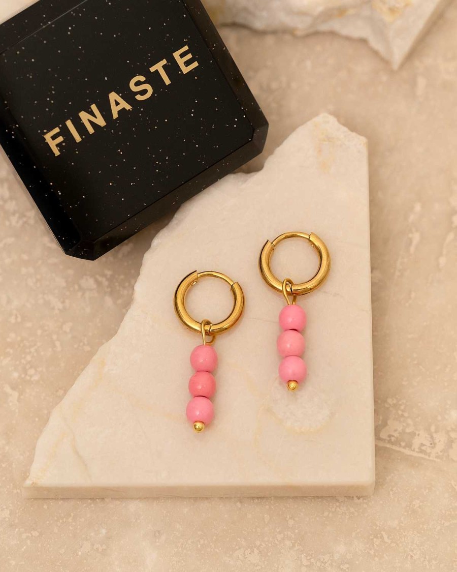 Oorbellen Finaste | Earrings Hot Pink Goldplated