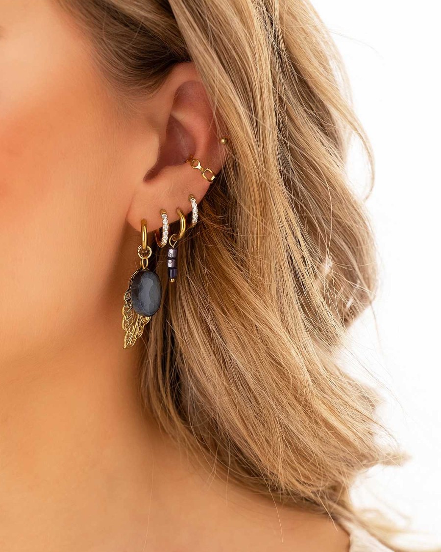 Oorbellen Finaste | Earrings Dark Shells Goldplated